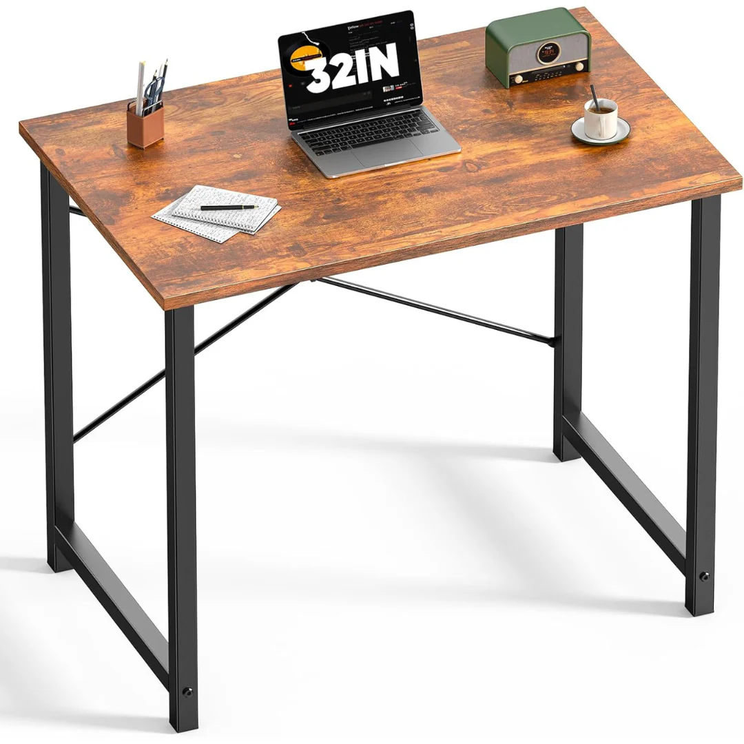 32" Dumos Small Computer Desk with X-Shaped Reinforcement