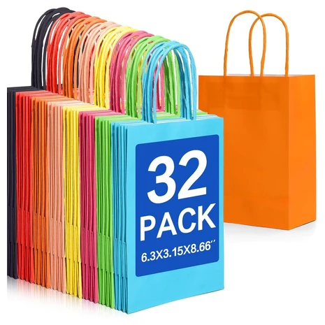 32-Piece Kraft Gift Bags With Handles