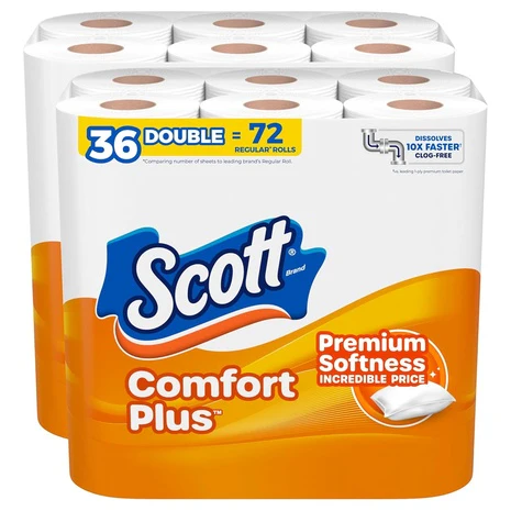 36 Double Rolls Scott ComfortPlus Toilet Paper