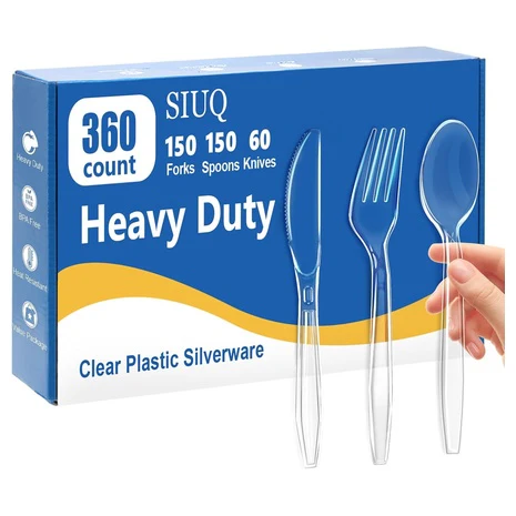 360 Piece Clear Plastic Cutlery Set