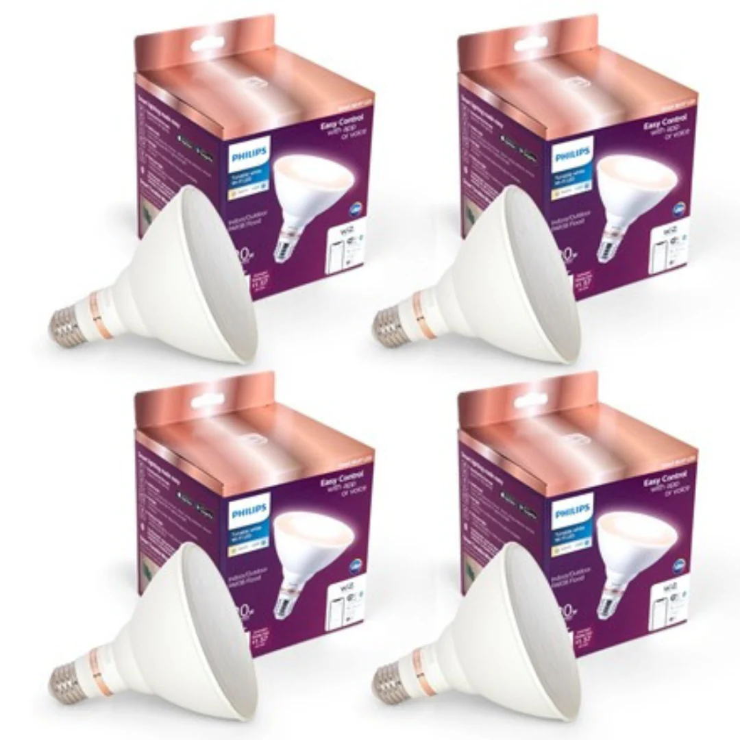4-Count Philips 120W Equivalent PAR38 LED Smart Wi-Fi Tunable Light Bulbs