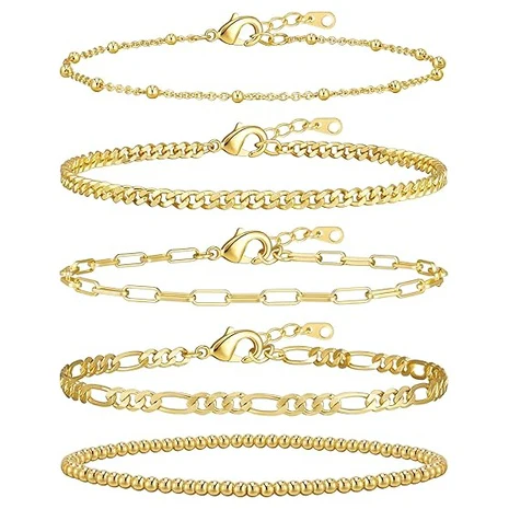 4 Gold Plated Stackable Bracelets