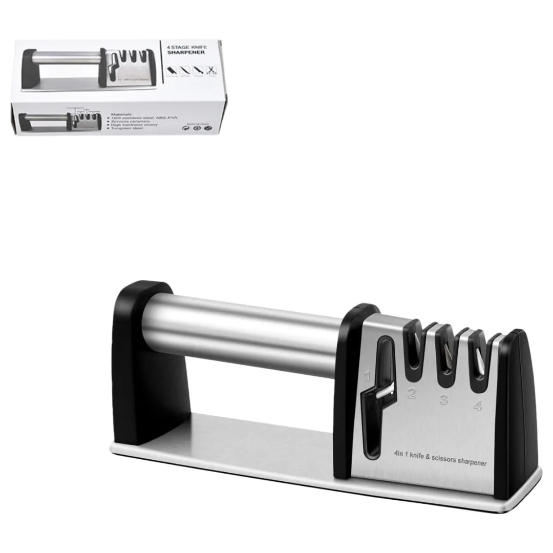 4-In-1 Manual Knife and Scissor Sharpener
