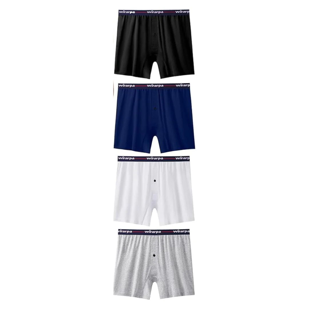4 Pack Men's 100% Cotton Boxer Underwear