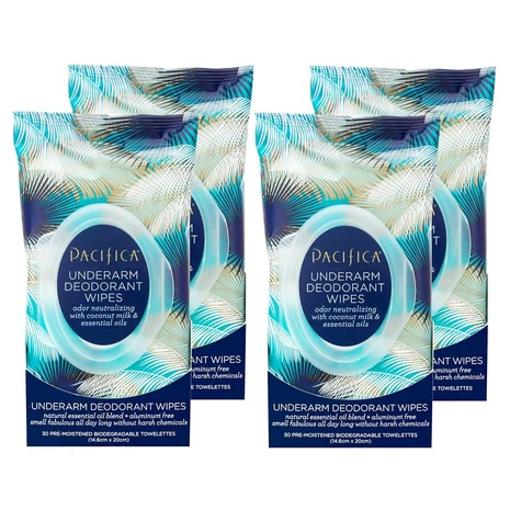 4-Pack Pacifica Coconut Underarm Deodorant Wipes