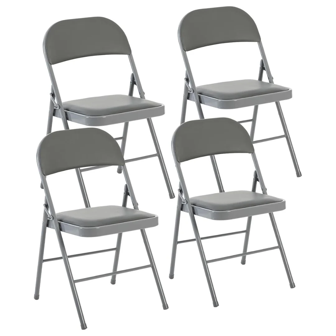 4-Pack PU Leather Portable Folding Dining Chiars Set