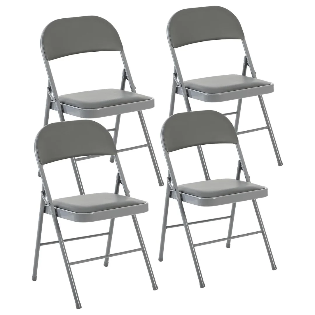 4-Pack PU Leather Portable Folding Dining Chiars Set