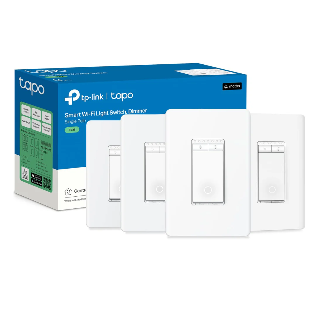 4-Pack TP-Link Tapo Smart Wi-Fi Light Dimmer Switch with Matter
