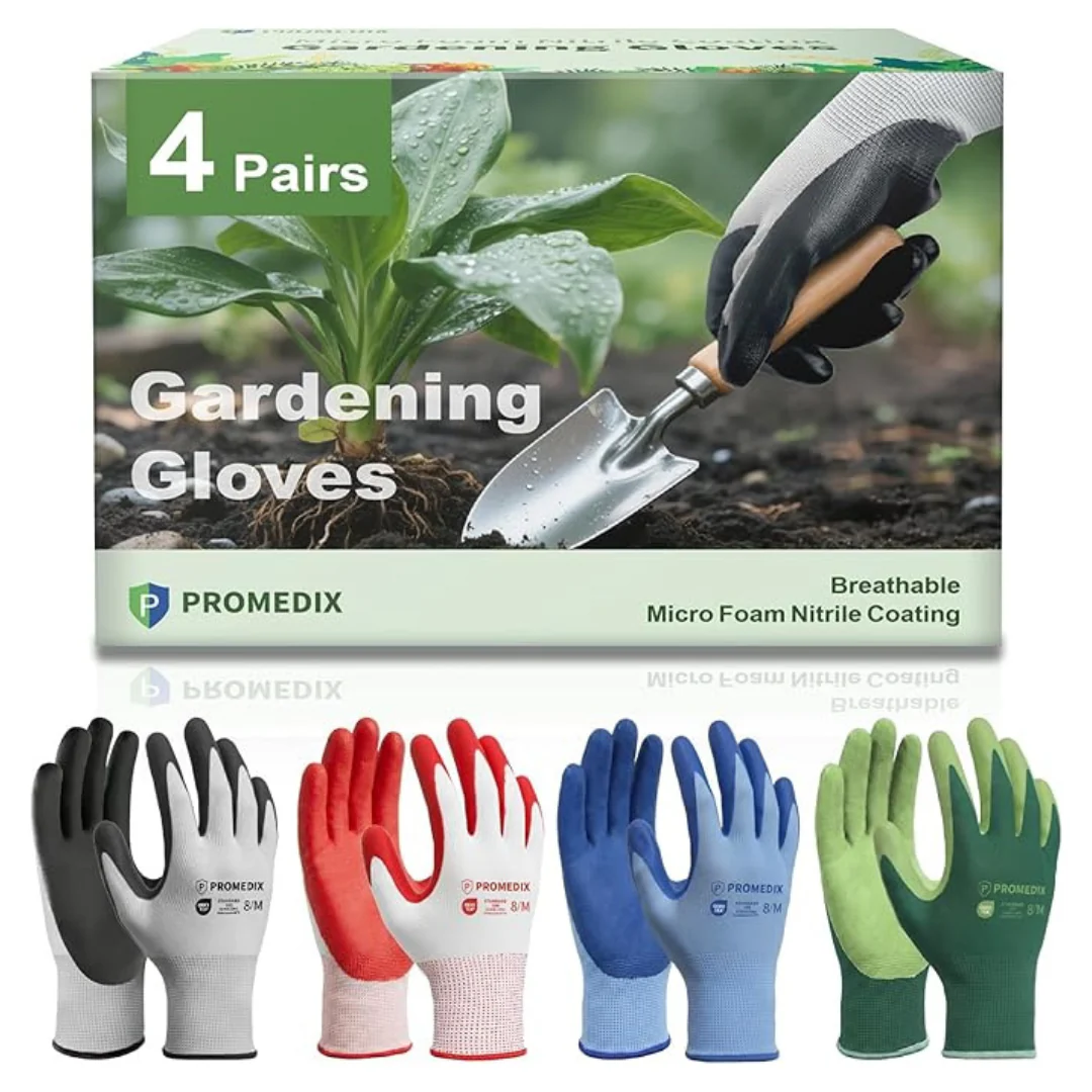 4-Pairs Unisex Breathable Gardening Gloves W/ Non-Slip Grip (Various)
