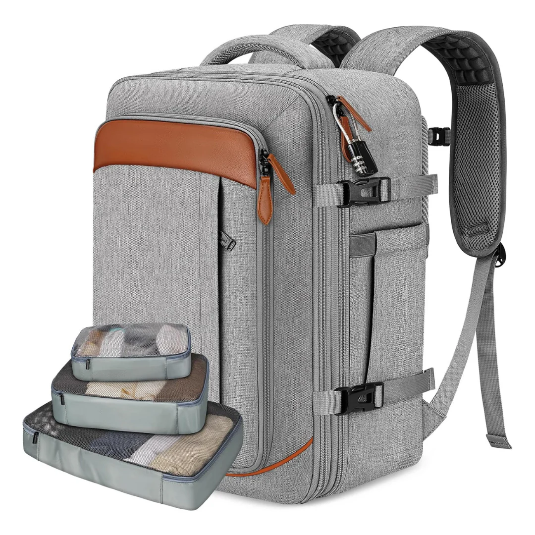 40L Anti Theft Carry-On 17.3" Laptop Travel Backpack W/ 3-Packing Cubes