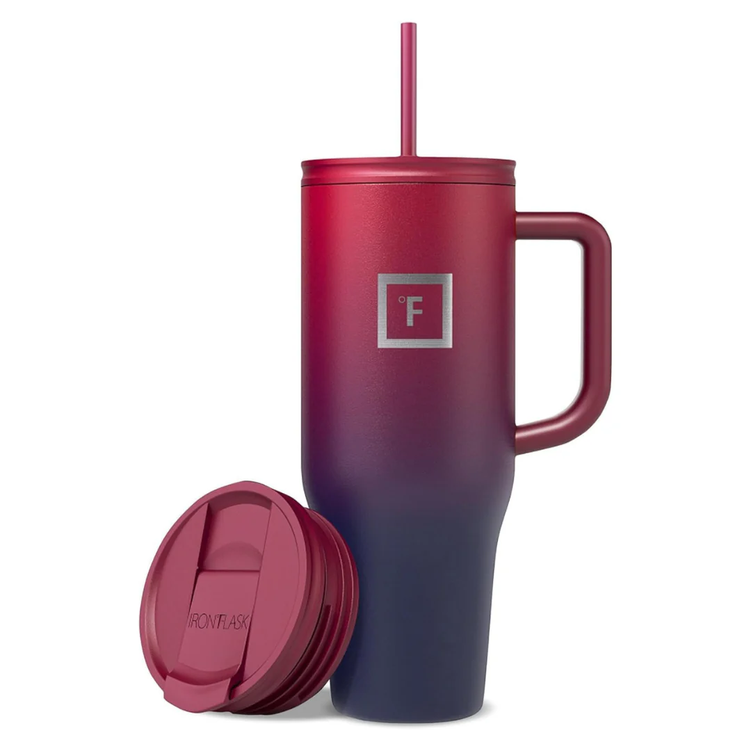 40oz IRON FLASK Co-Pilot Insulated Travel Mug W/ Straw & Lids