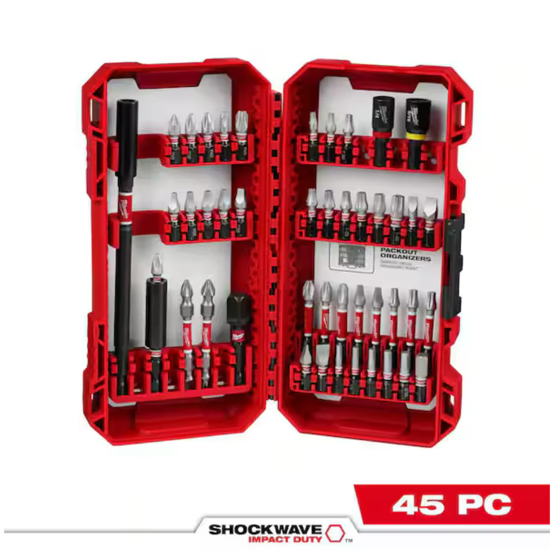 45-Piece Milwaukee Shockwave Impact Duty Alloy Steel Screw Driver Bit Set