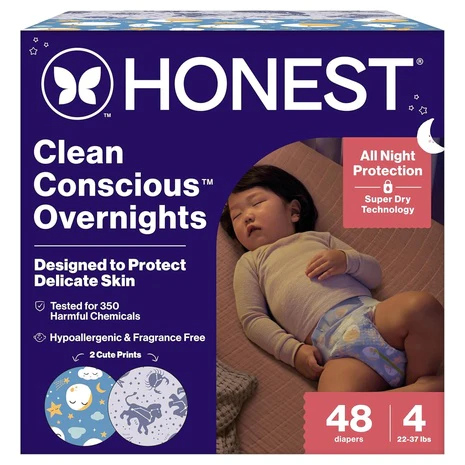 48 Size 4 The Honest Company Overnight Diapers