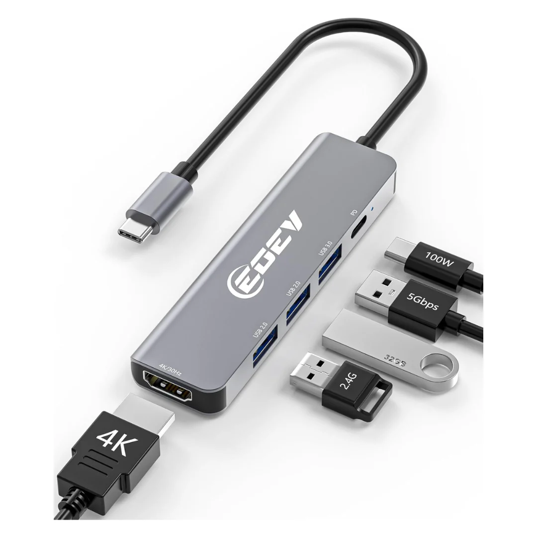 5-in-1 EOEV USB C Hub with HDMI 4K and 100W PD Charging