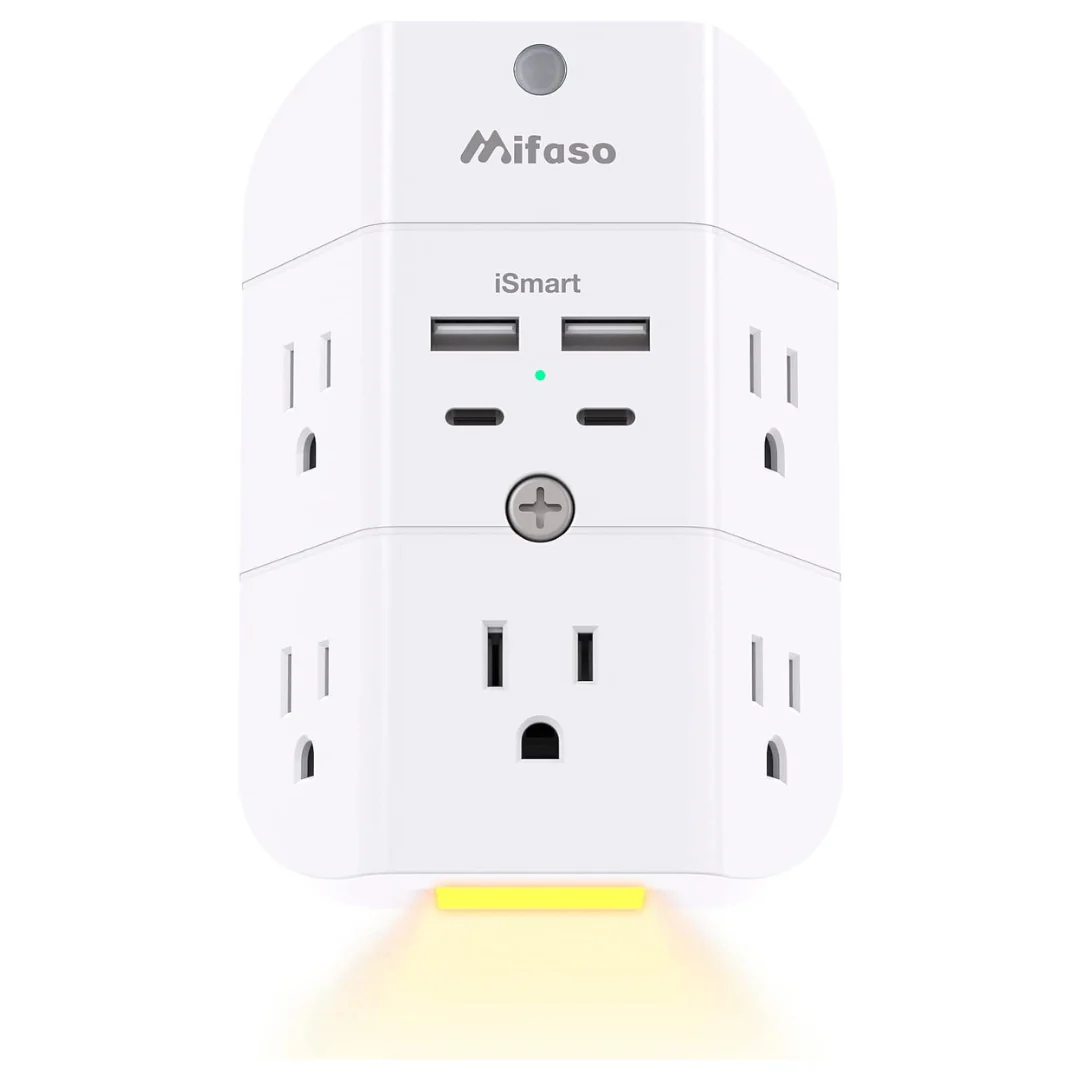 5-Outlet Splitter & 4 USB Ports Surge Protector Outlet Extender