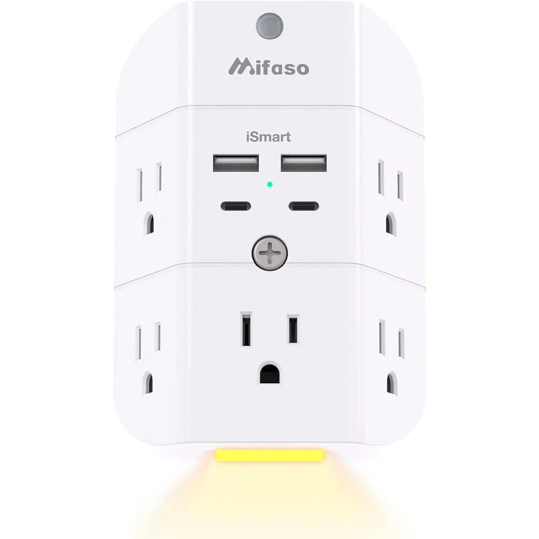 5-Outlet Splitter & 4 USB Ports Surge Protector Outlet Extender