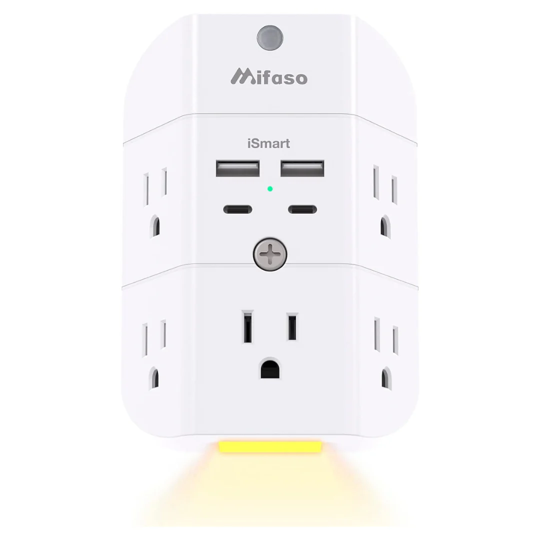 5-Outlet Splitter & 4 USB Ports Surge Protector Outlet Extender