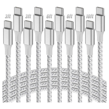 5-Pack 60W USB-C to USB-C Cables