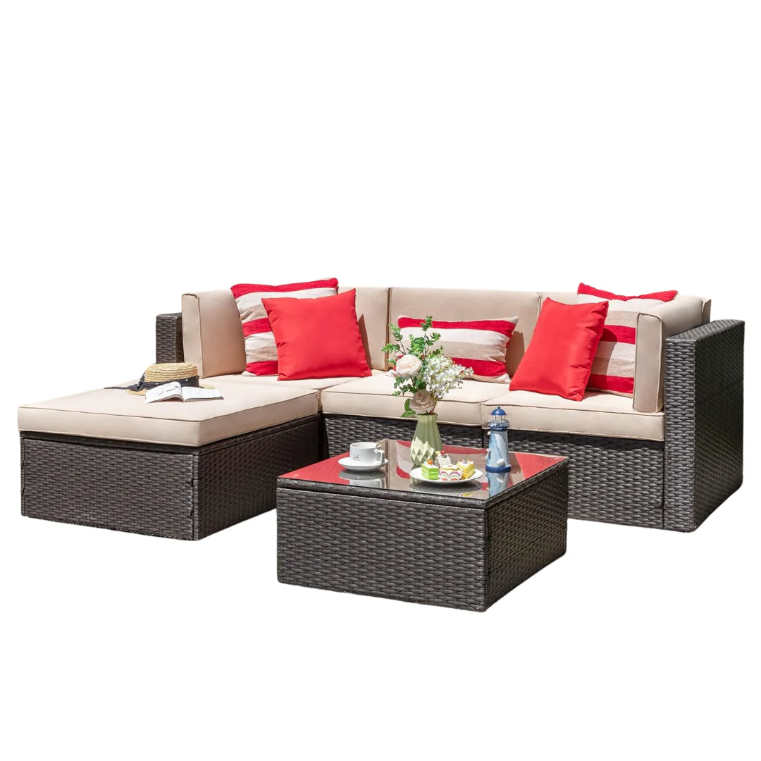 5-Piece Vongrasig All-Weather Patio Outdoor Sectional Sets