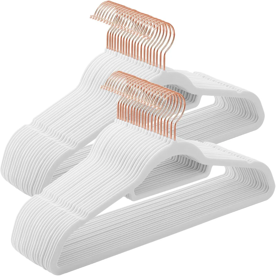 50-Pack Clothes Hanger with Rose Gold Swivel Hook