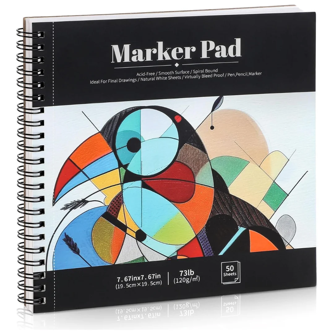 50-Sheets Professional Grade Alcohol Marker Paper Sketchbook (7.6" x 7.6")