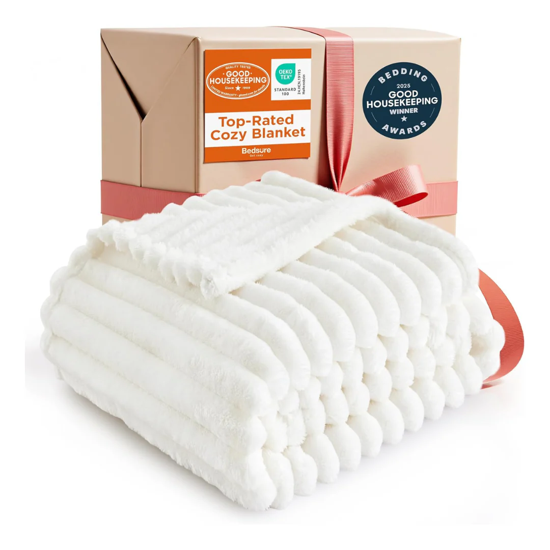 50" x 60" Bedsure Super Soft Cozy White Throw Blanket