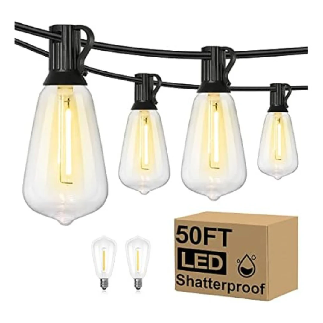 50ft Brightever 2700K Bright LED Patio String Lights With Bulbs