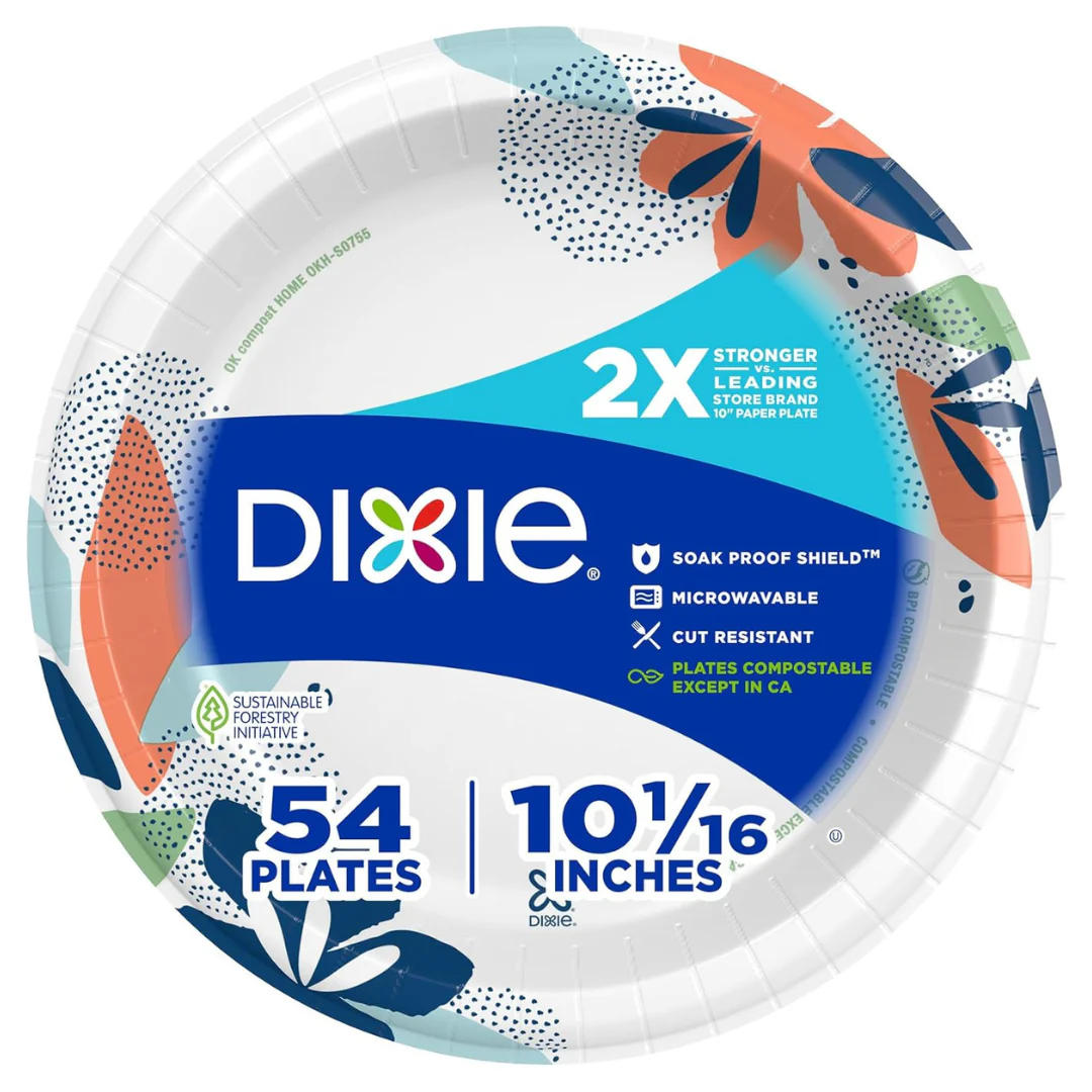 54-Count Dixie 10" Disposable Large Paper Plates