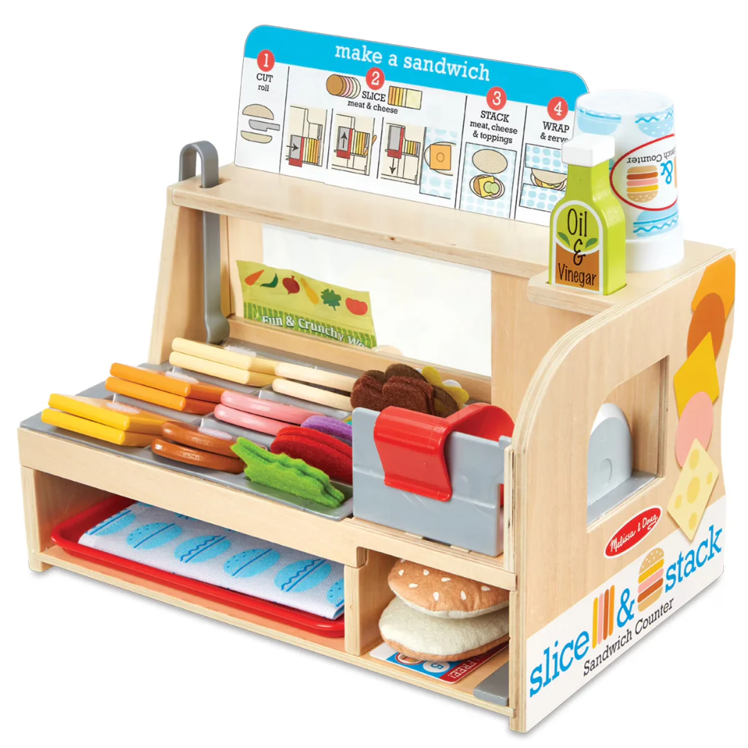 56-Piece Melissa & Doug Wooden Slice & Stack Sandwich Counter