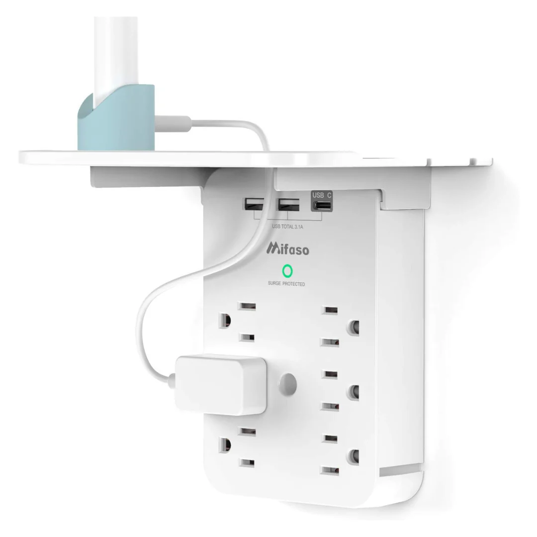 6-Outlet Mifaso Wall Outlet Extender W/ Surge Protector & 3 USB Ports