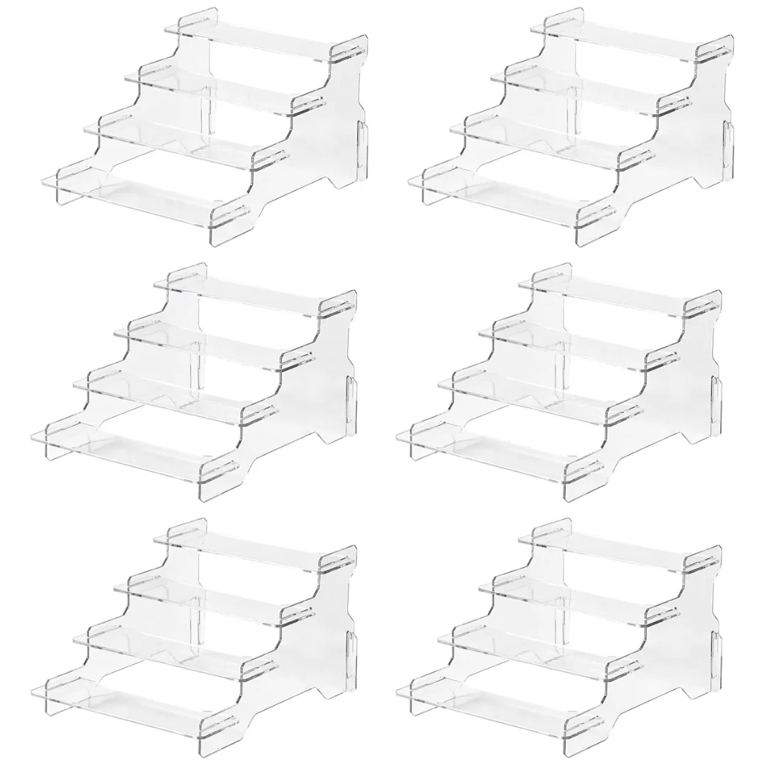 6-Pack 4-Tier Clear Perfume Display Risers