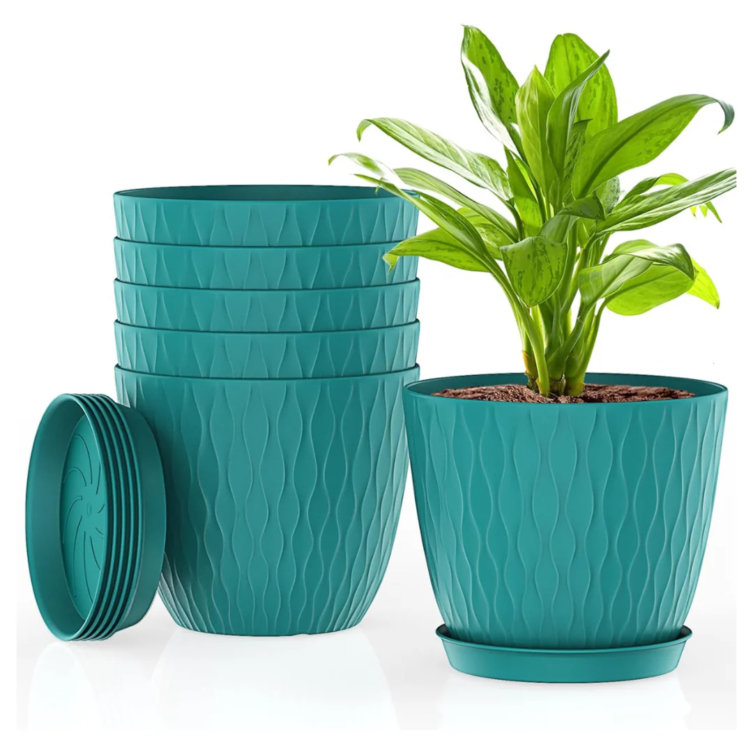 6-Pack 6" Plant Pots with Drainage Holes and Saucers