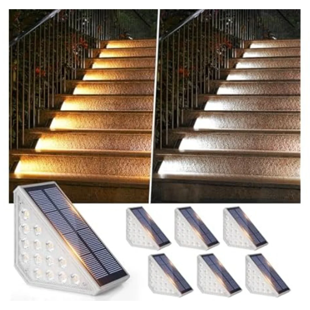 6-Pack Bosceos Upgraded 2-in-1 Solar Powered Stair Lights