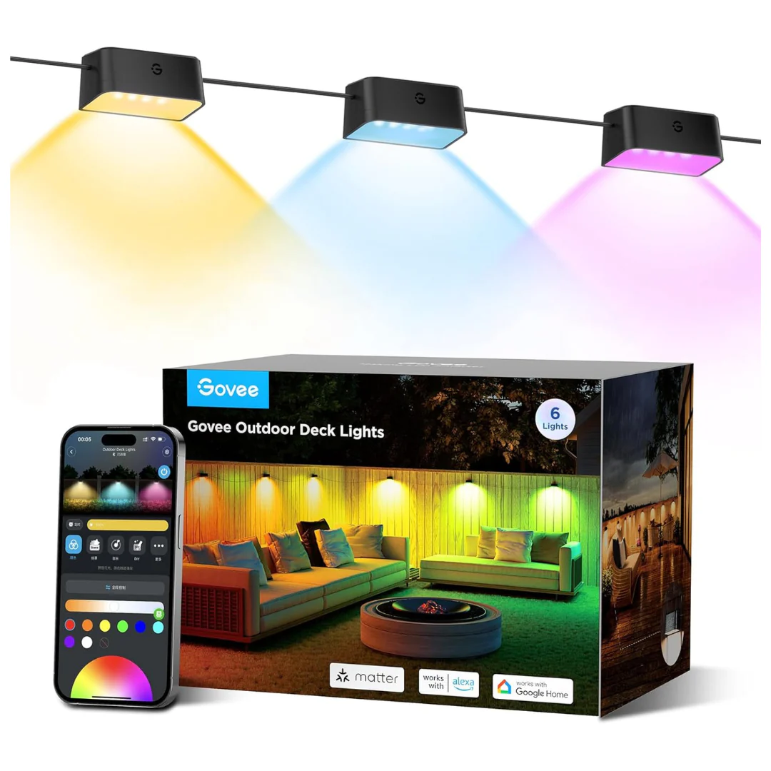 6-Pack Govee RGBIC Smart Outdoor Deck Lights (32.8ft)