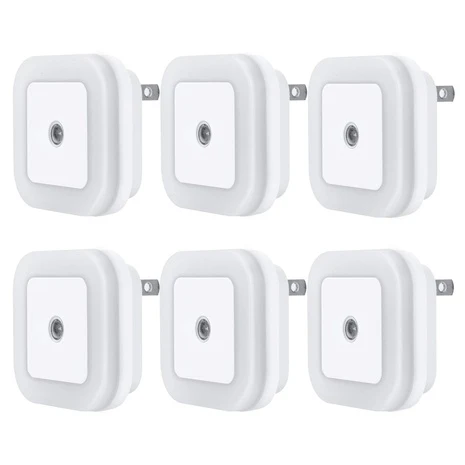 6-Pack LED Night Light Lamp with Smart Dusk to Dawn Sensor
