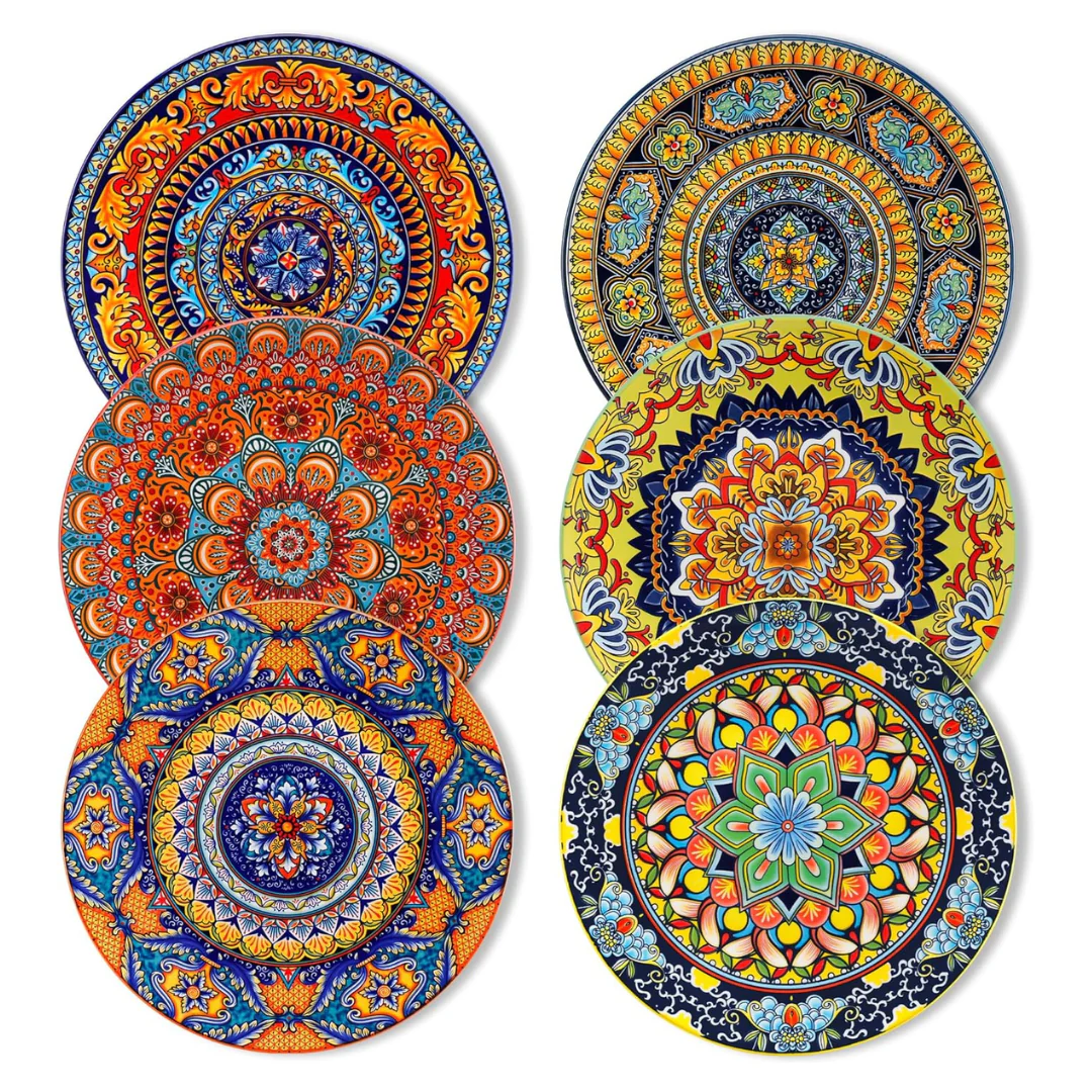 6-Piece Vancasso Bohemian 10.5" Ceramic Dinner Plates Set