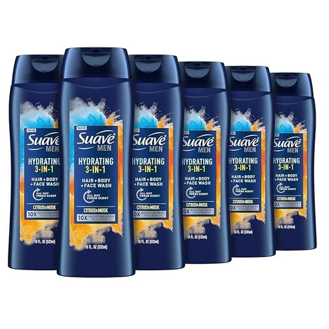 6 Suave Men Moisturizing Body, Face and Hair Wash