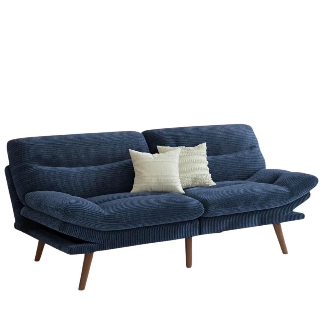 66" Corduroy Futon Couch Convertible With Adjustable Backrest