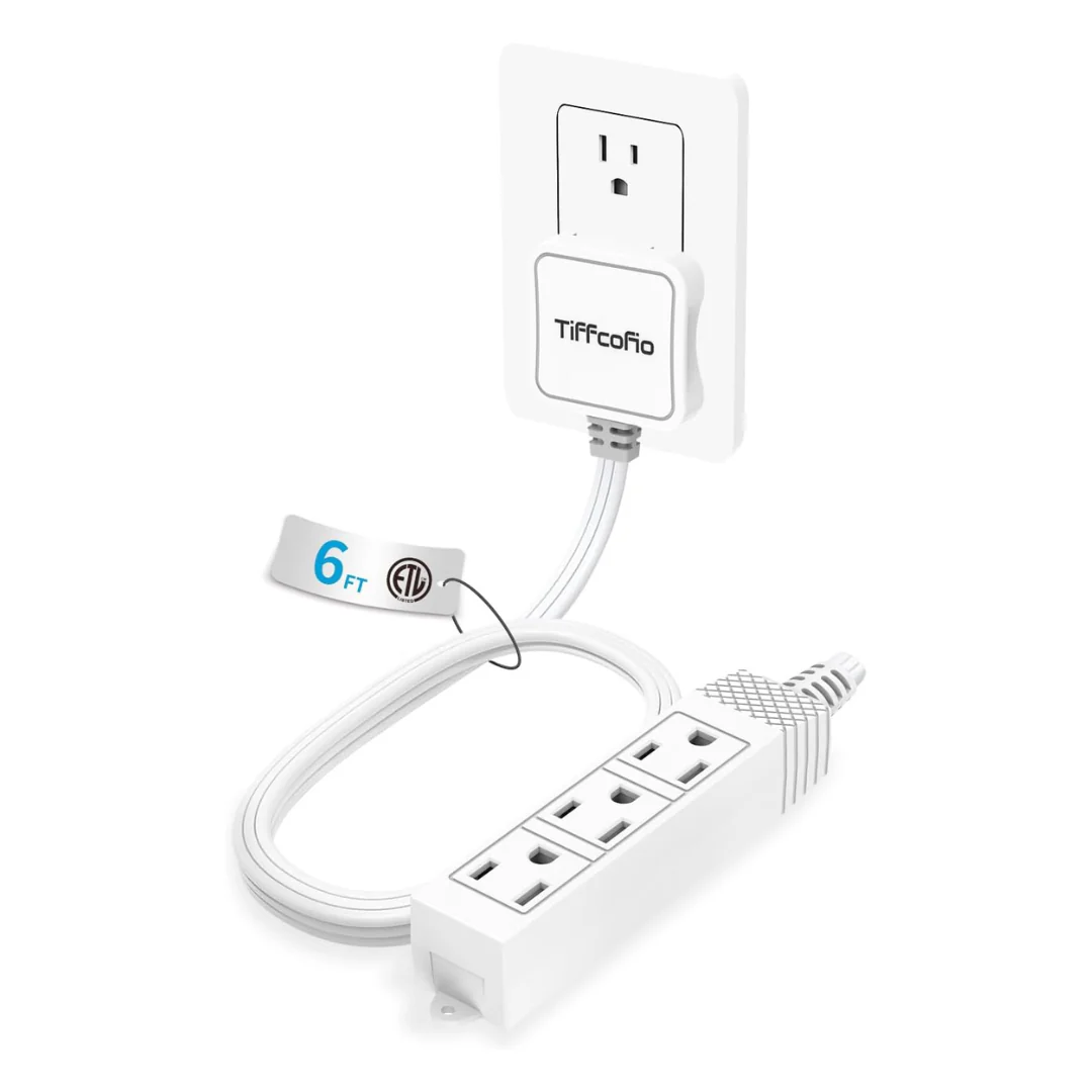 6ft 3-Prong Outlet Strip Flat Plug Extension Cord