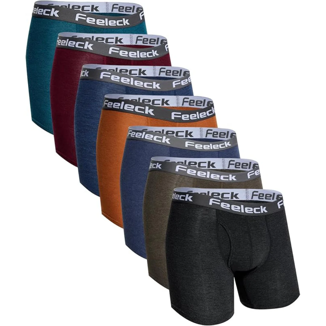 7-Pack Feeleck Men's Moisture Wicking Rayon Boxer Briefs