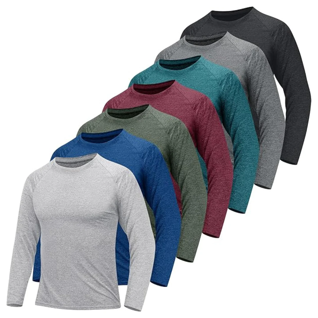 7 Pack Quick Dry Moisture Wicking Sun Protection Shirts