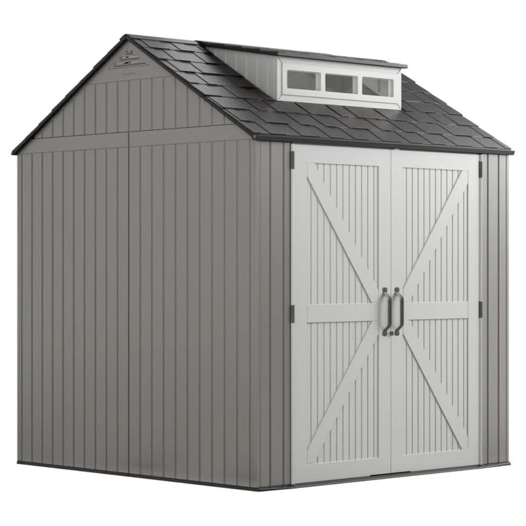 7' x 7' Rubbermaid Large Resin Outdoor Storage Shed With Floor