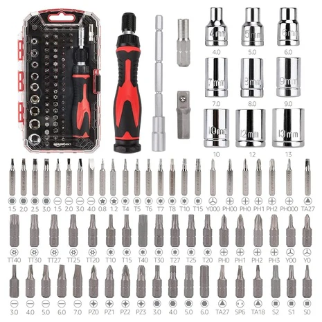 73-Piece Amazon Basics Magnetic Ratcheting Wrench & Precision Screwdriver Tool Set
