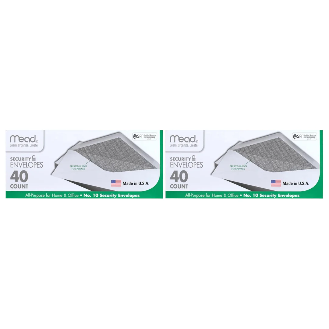 80-Count Mead 4-1/8" x 9-1/2" Security Tinted #10 Envelopes