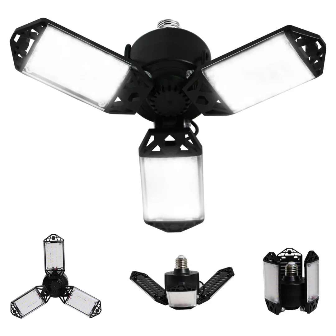 80W LED Garage Ceiling Light With 8000 Lumens 3 Adjustable Panels