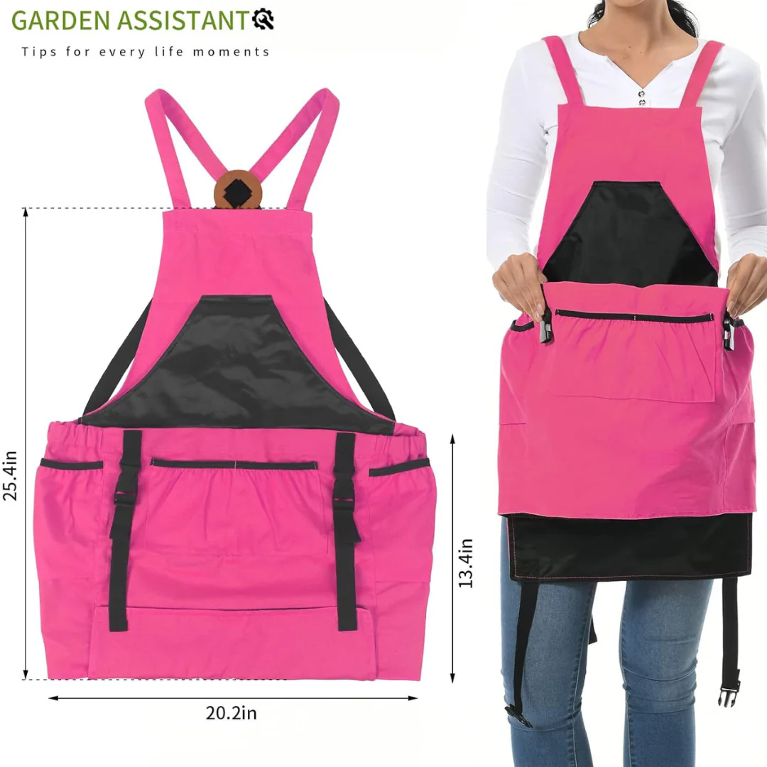 8oz Waterproof Canvas Garden Apron w/ Quick Release Pockets
