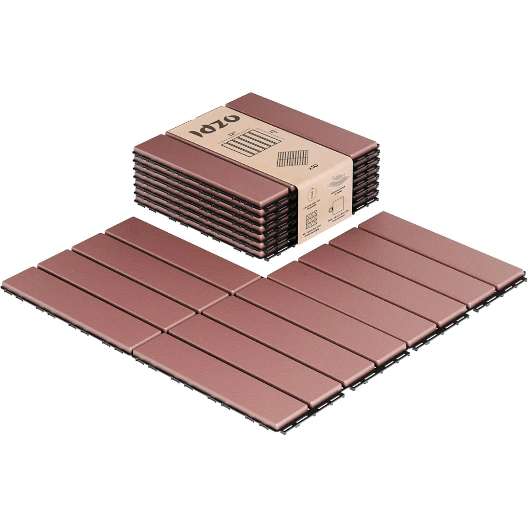 9-Piece Idzo All Weather Use Plastic Interlocking Deck Tiles