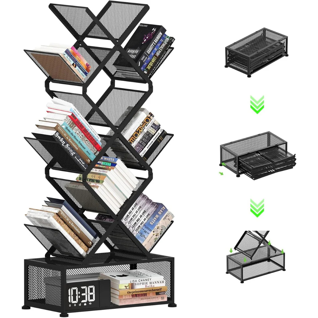 9-Tier Space Saving Book Shelf with Storage (3 Colors)