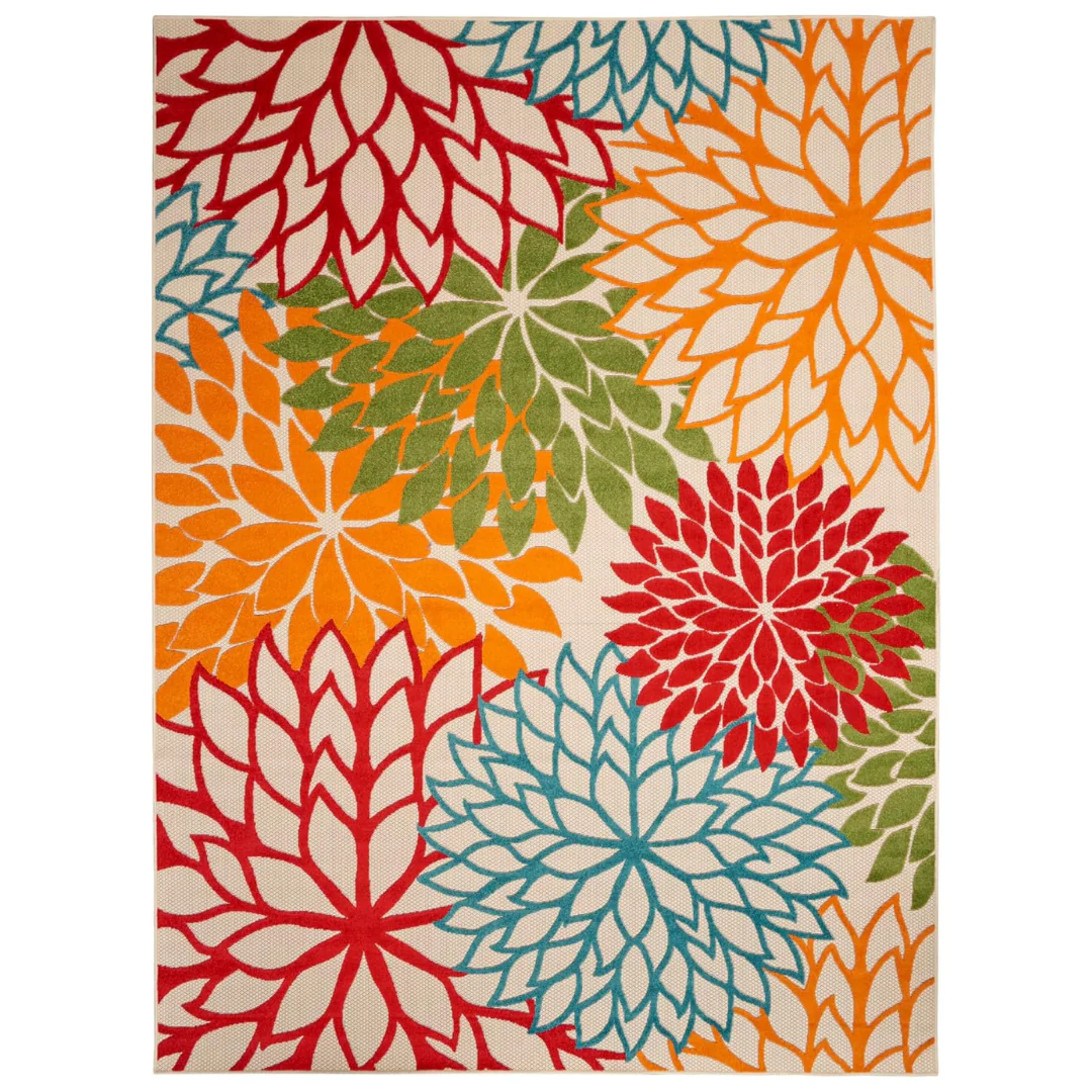 9'6" x 13' Nourison Home Aloha Green Tropical Indoor/Outdoor Fabric Rug