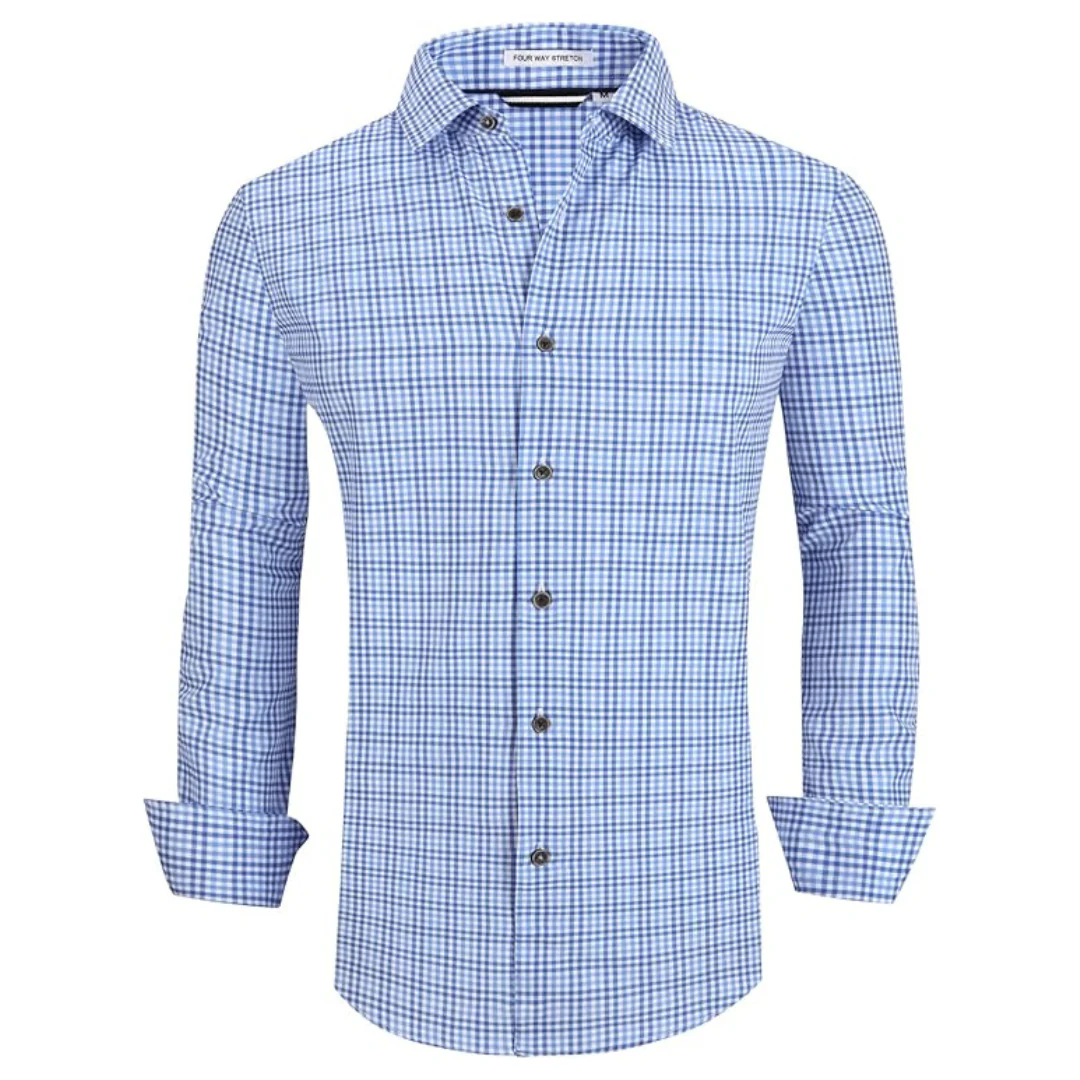 Alex Vando Men's Wrinkle Free 4-Way Stretch Casual Shirts